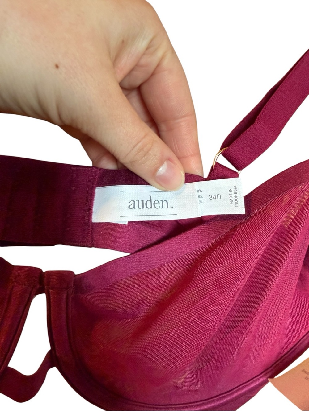 Sexy Auden Wine Mesh Underwire Bra - Picture 6 of 8